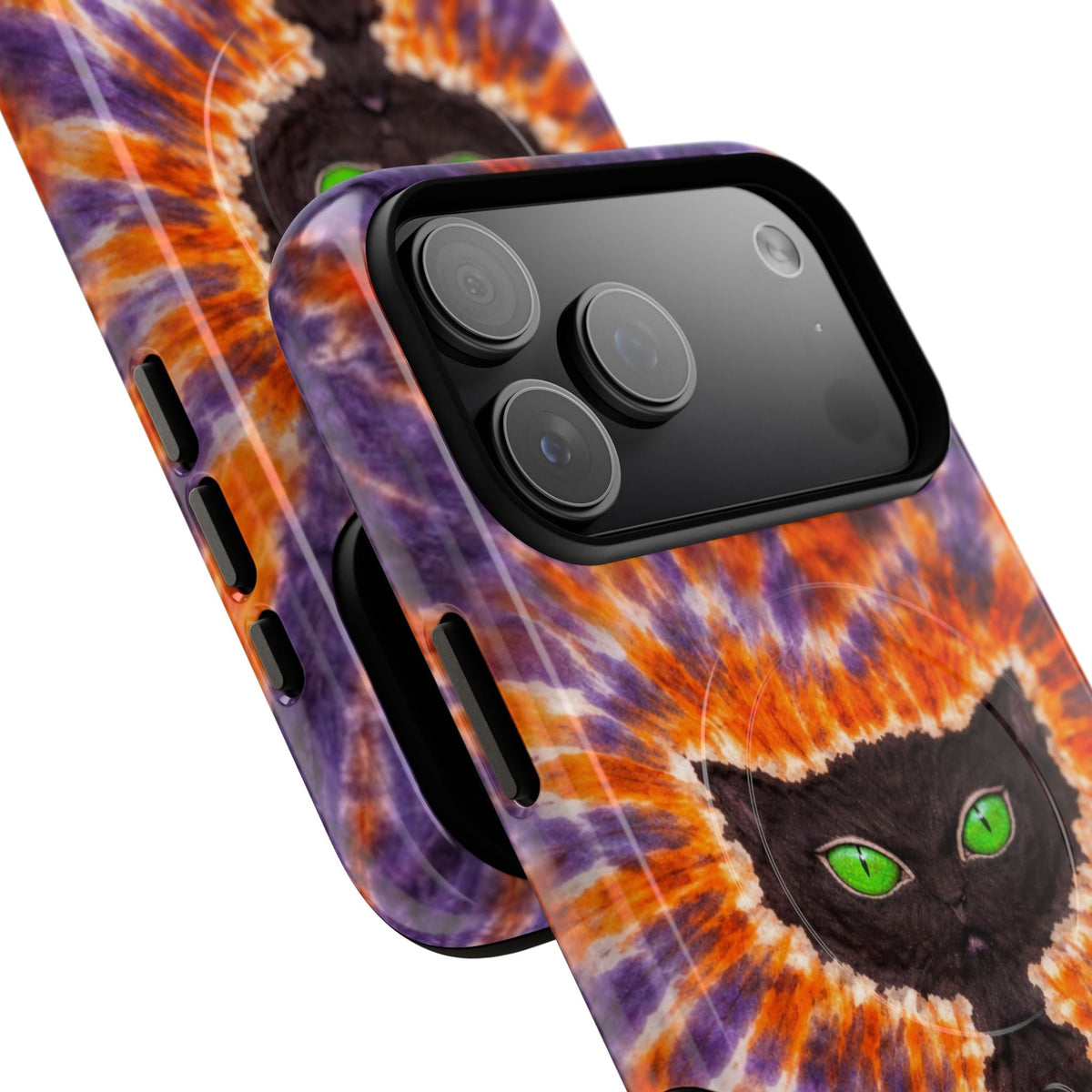BLACK CAT PURPLE & ORANGE MAGNETIC PHONE CASE - TLHN2404264