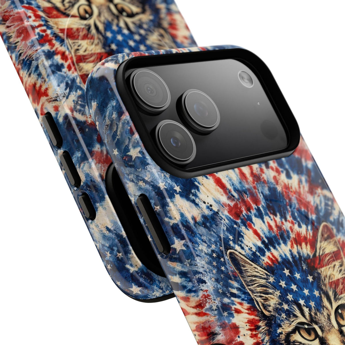 CAT RED WHITE & BLUE VINTAGE MAGNETIC PHONE CASE - TLHG2004262