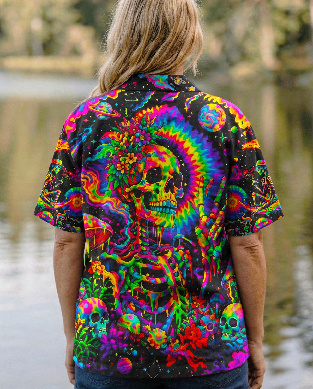 HIPPIE SKULL PSYCHEDELIC HAWAIIAN SHIRT - TLNO0704261