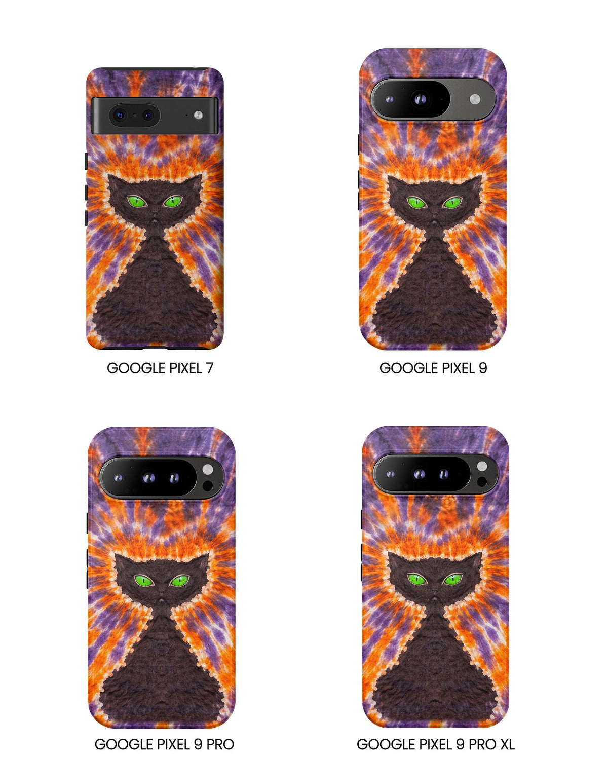 BLACK CAT PURPLE & ORANGE SWIRL PHONE CASE - TLHN2404264