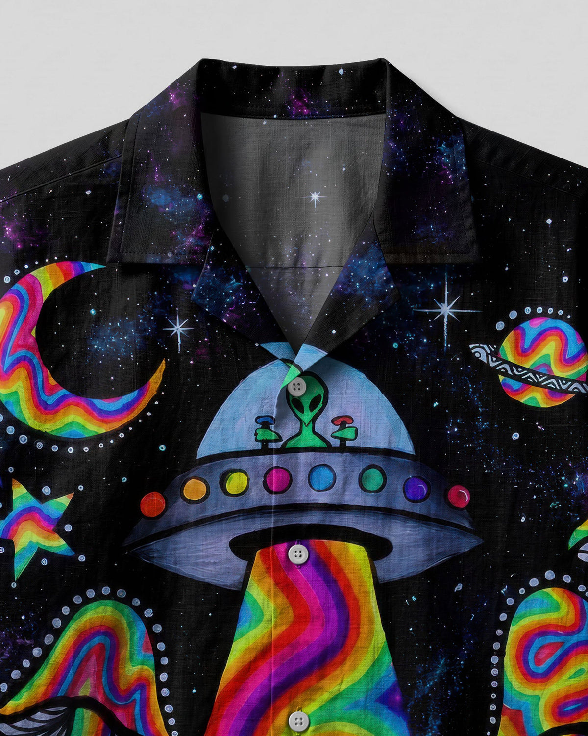 PSYCHEDELIC UFO MUSHROOM COLORFUL CAMP SHIRT - TLTW11606263
