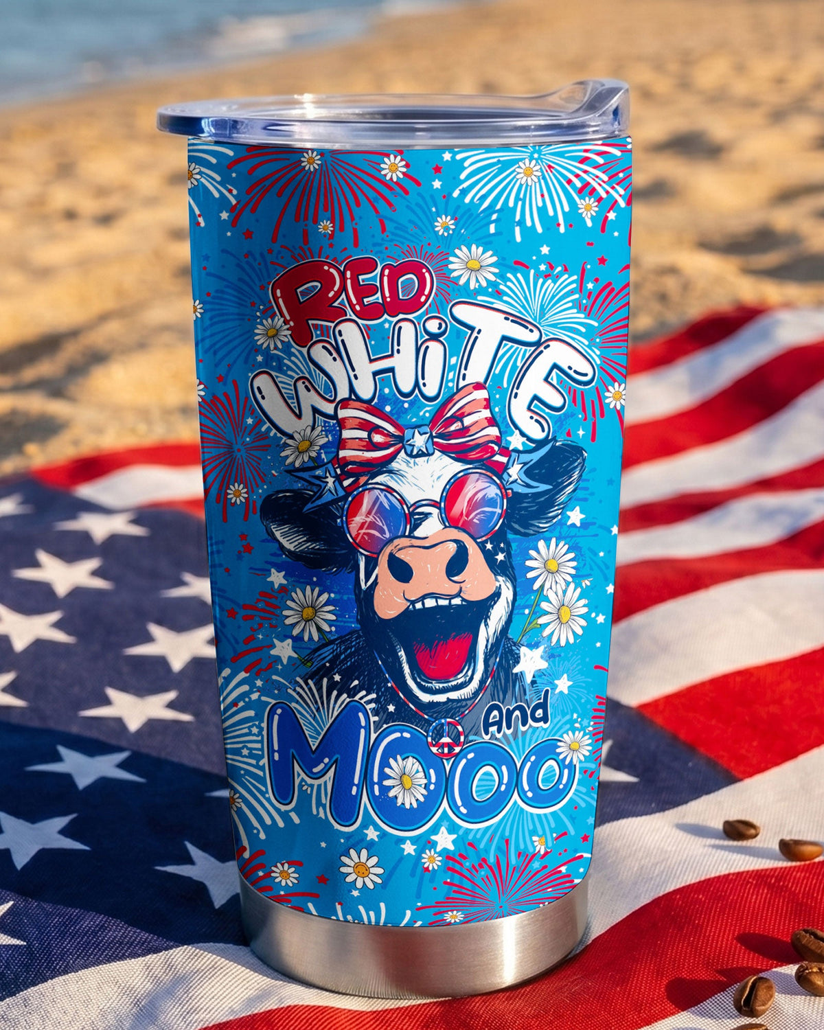 RED WHITE AND MOOO COW TUMBLER - TY1306263