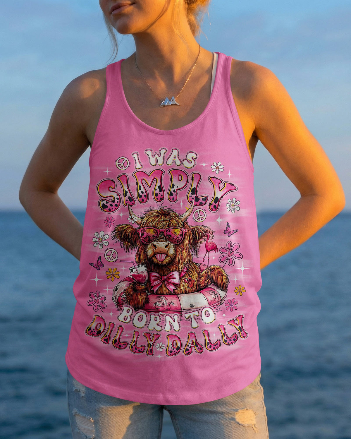 I WAS SIMPLY BORN TO DILLY DALLY COW ALL OVER PRINT - TLNO1605262