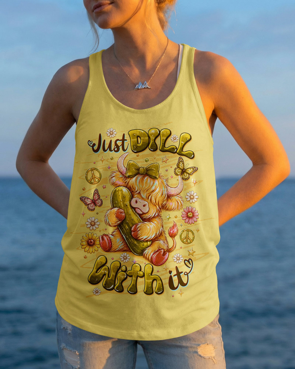 JUST DILL WITH IT HIGHLAND COW ALL OVER PRINT - TLTW1006261