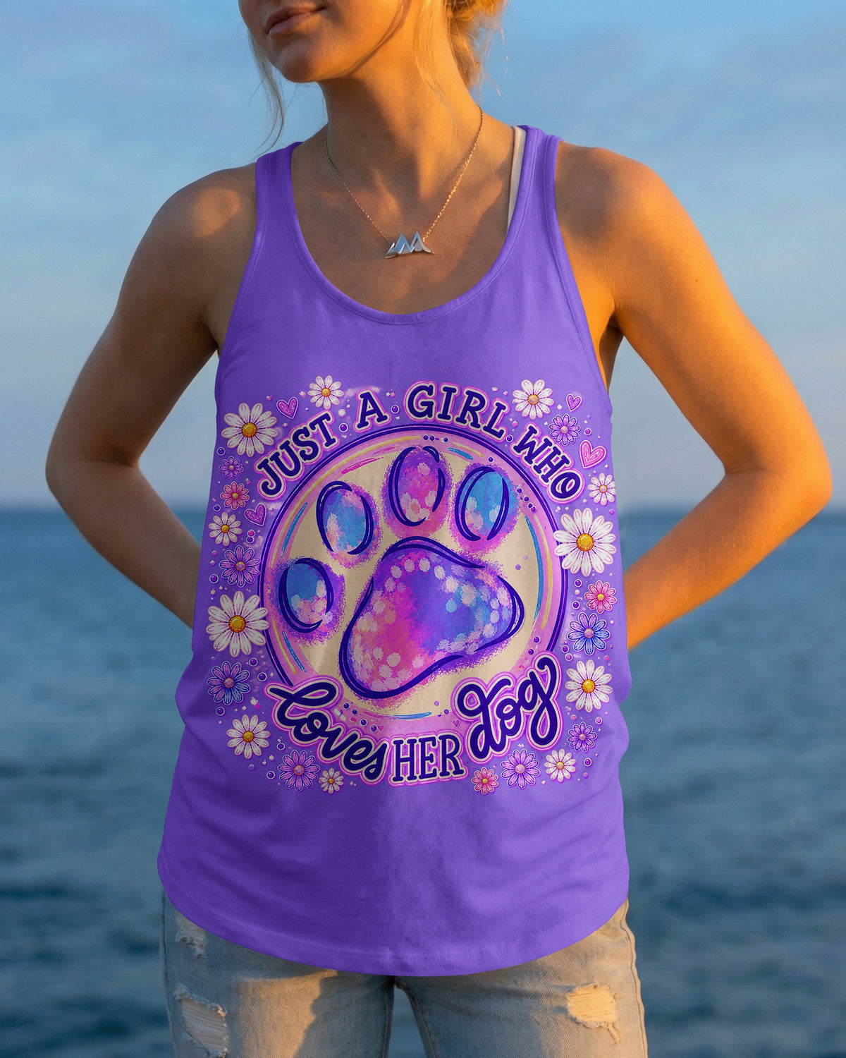 JUST A GIRL WHO LOVES HER DOG PAW ALL OVER PRINT - TLNT0405264