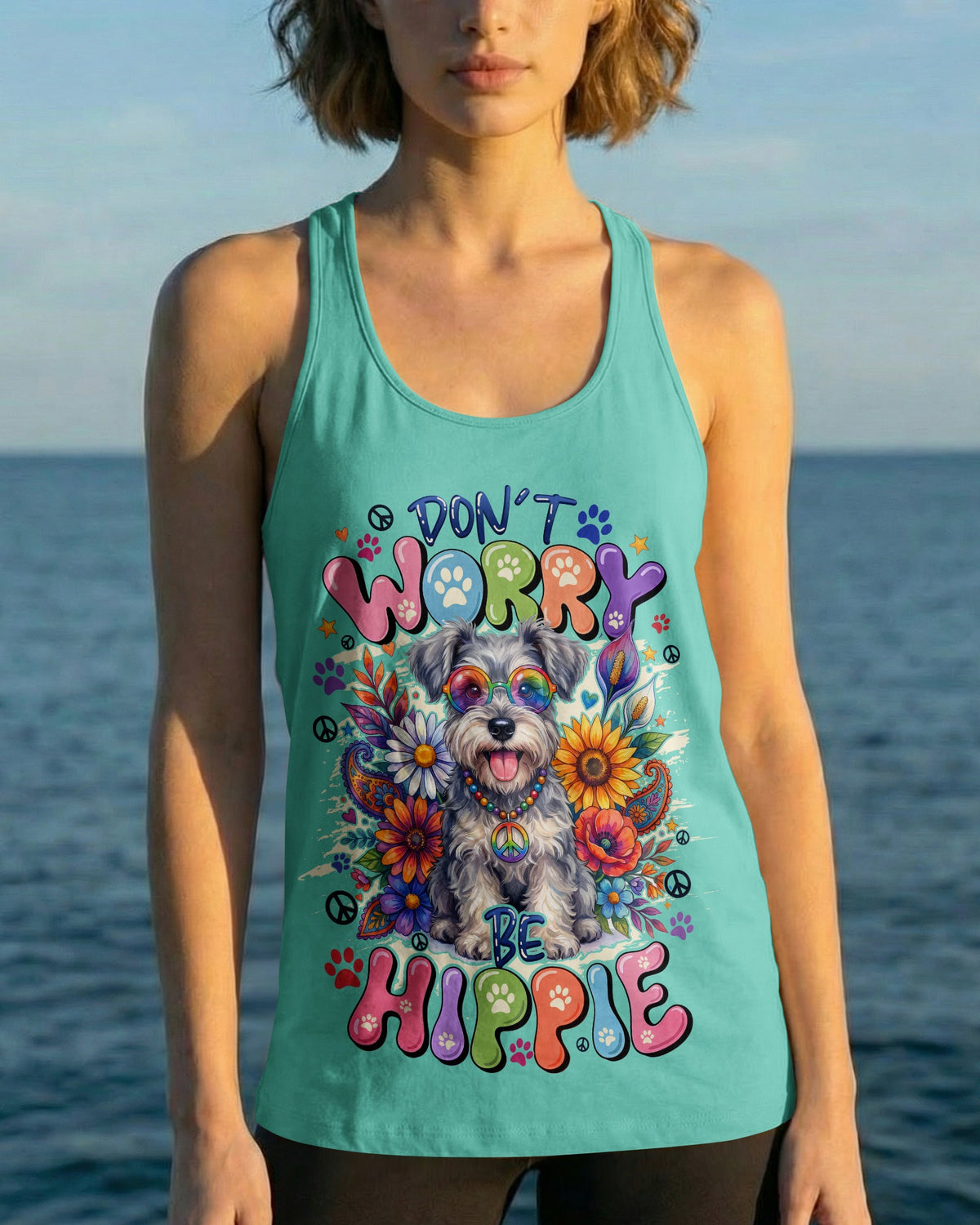 DON'T WORRY BE HIPPIE SCHNAUZER DOG ALL OVER PRINT - TYQY0605261