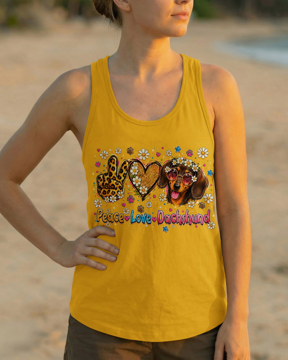 PEACE LOVE DACHSHUND DOG ALL OVER PRINT - TLHN1905261