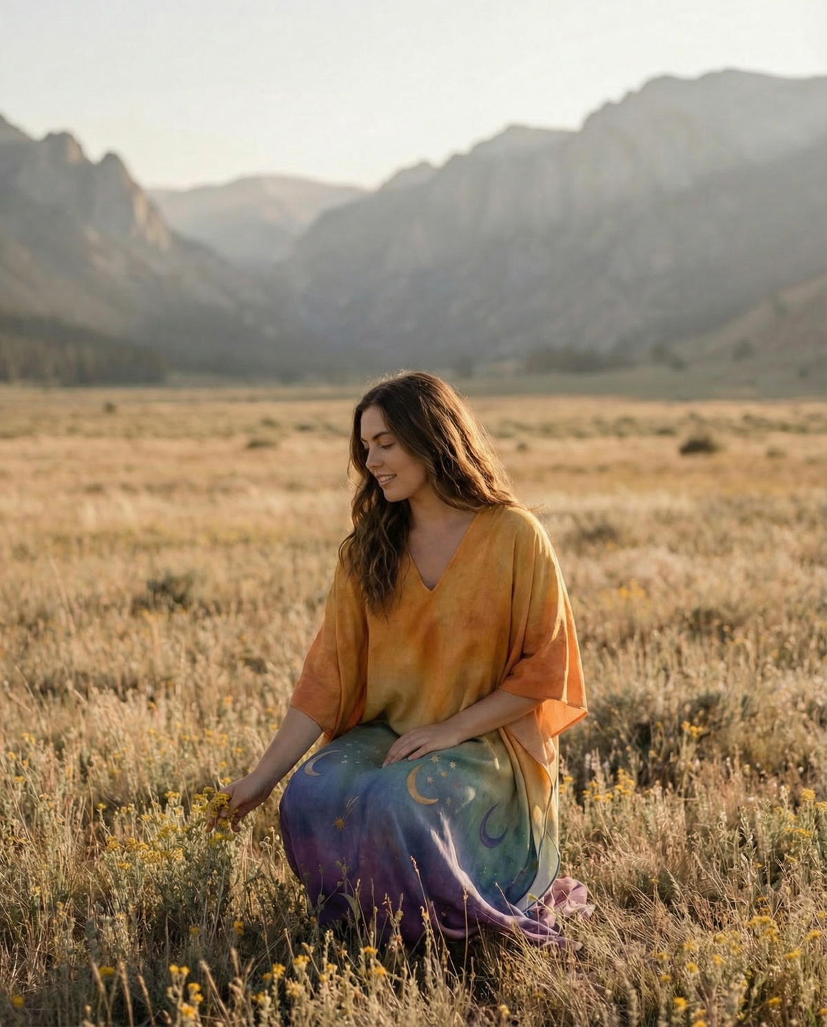RAINBOW CRESCENT MOON KAFTAN DRESS - TLNO3001261