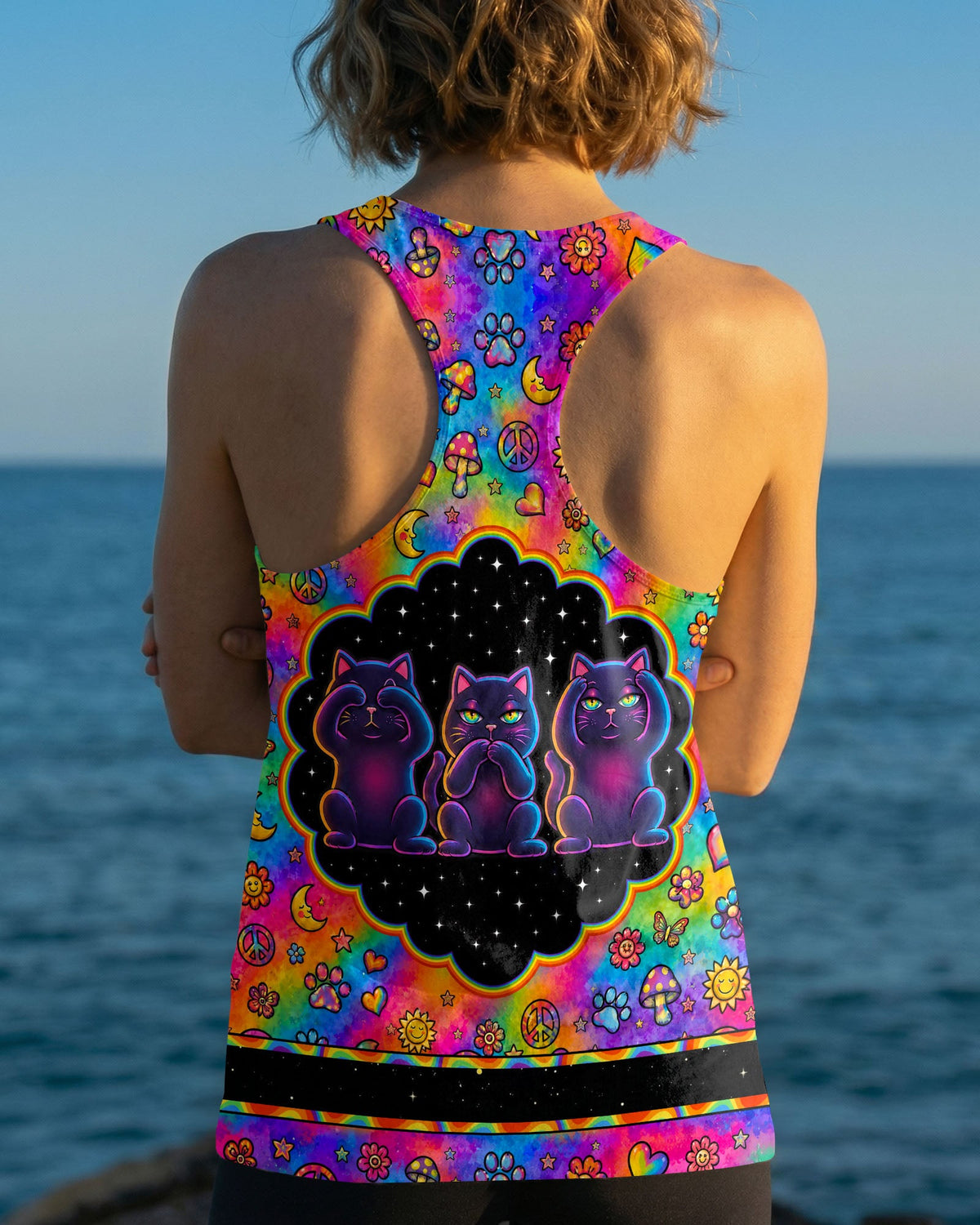 ALLERGIC TO IDIOTS THREE WISE CATS PSYCHEDELIC ALL OVER PRINT - KMTM2206261