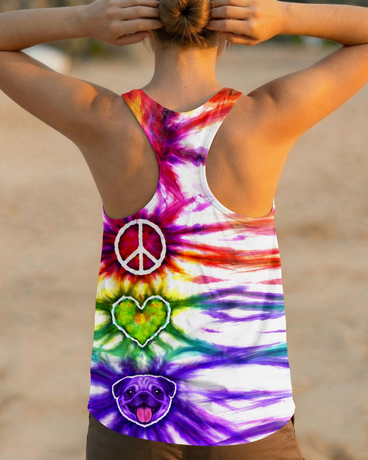PEACE LOVE PUG DOG FACE SWIRL ALL OVER PRINT - TLHG0704261