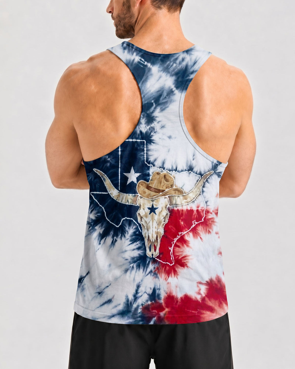 LONGHORN SKULL TEXAS MAP BURST ALL OVER PRINT - TLNO2706261