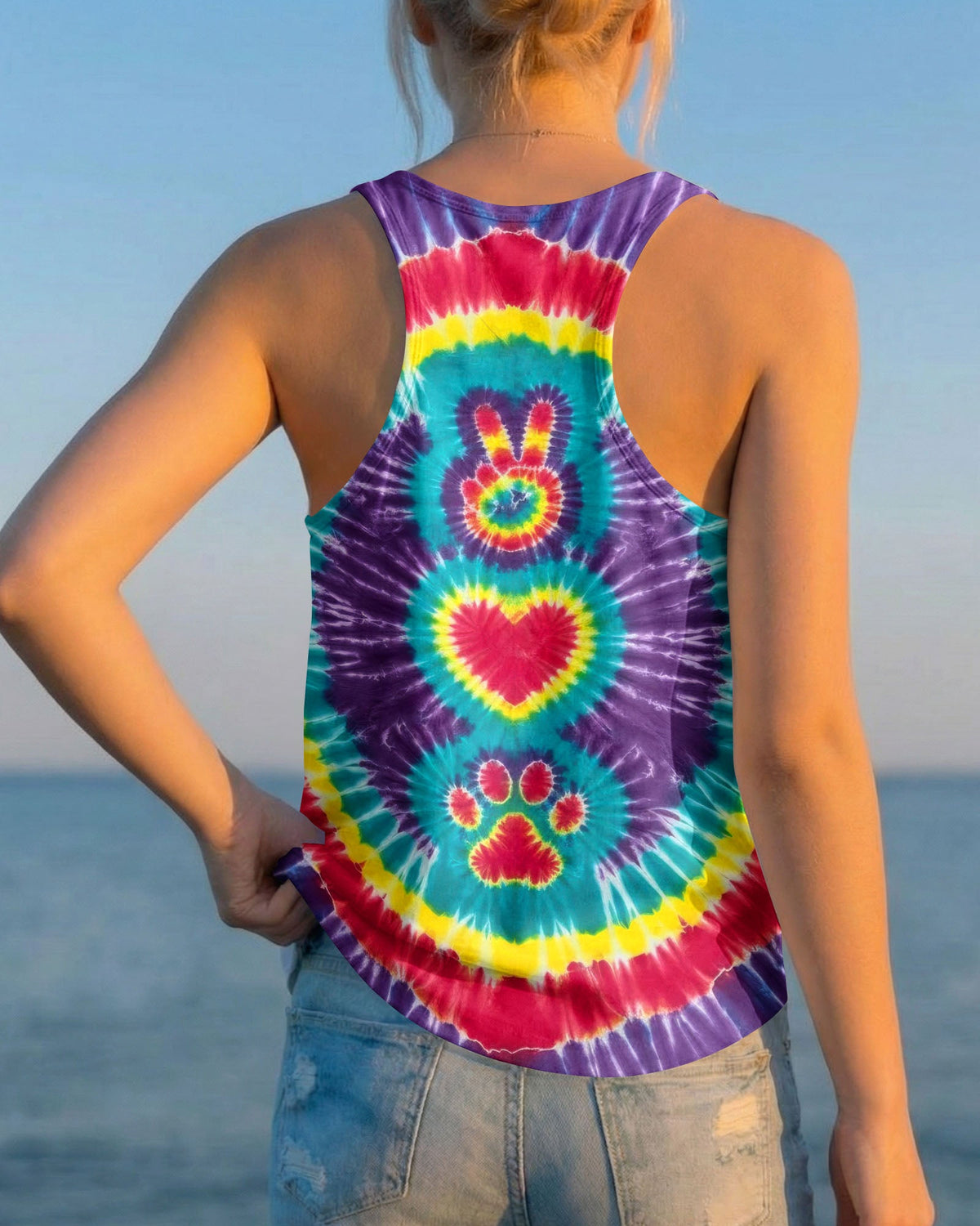 PEACE HAND LOVE PAW PRINT PURPLE ALL OVER PRINT - TLTW1604261