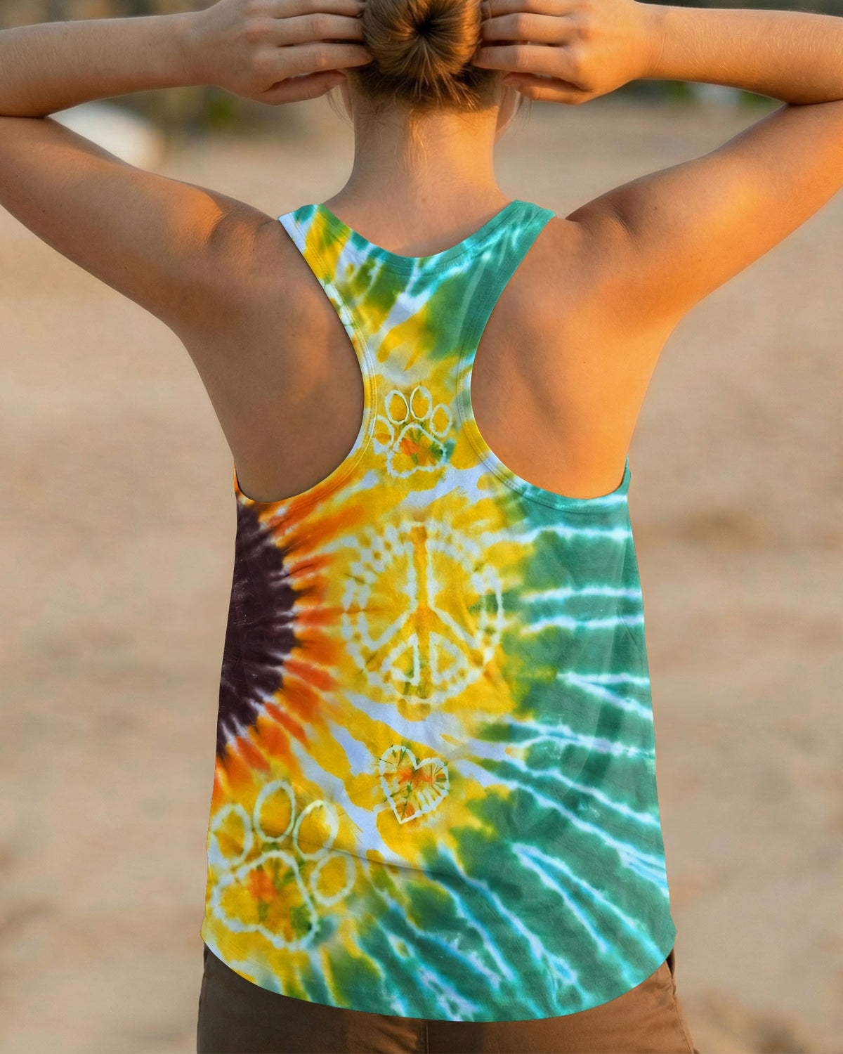 PEACE HEART PAW SUNFLOWER ALL OVER PRINT - TYQY1704263