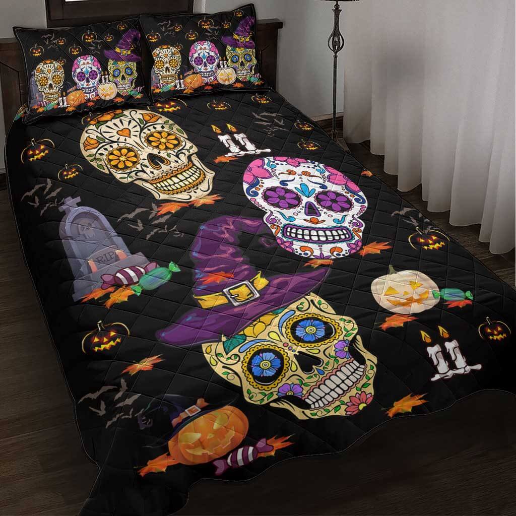 Happy Halloween - Skull Quilt Bed Set