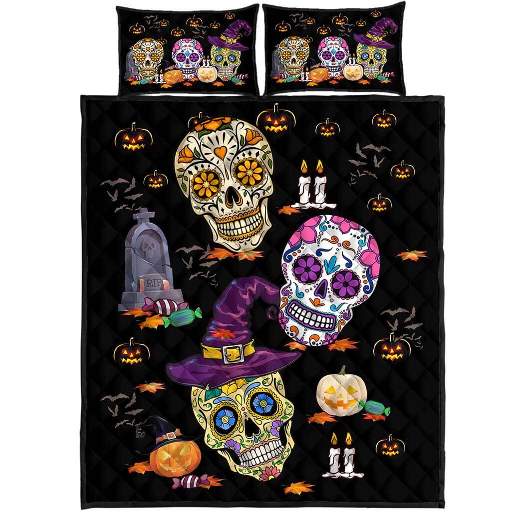 Happy Halloween - Skull Quilt Bed Set