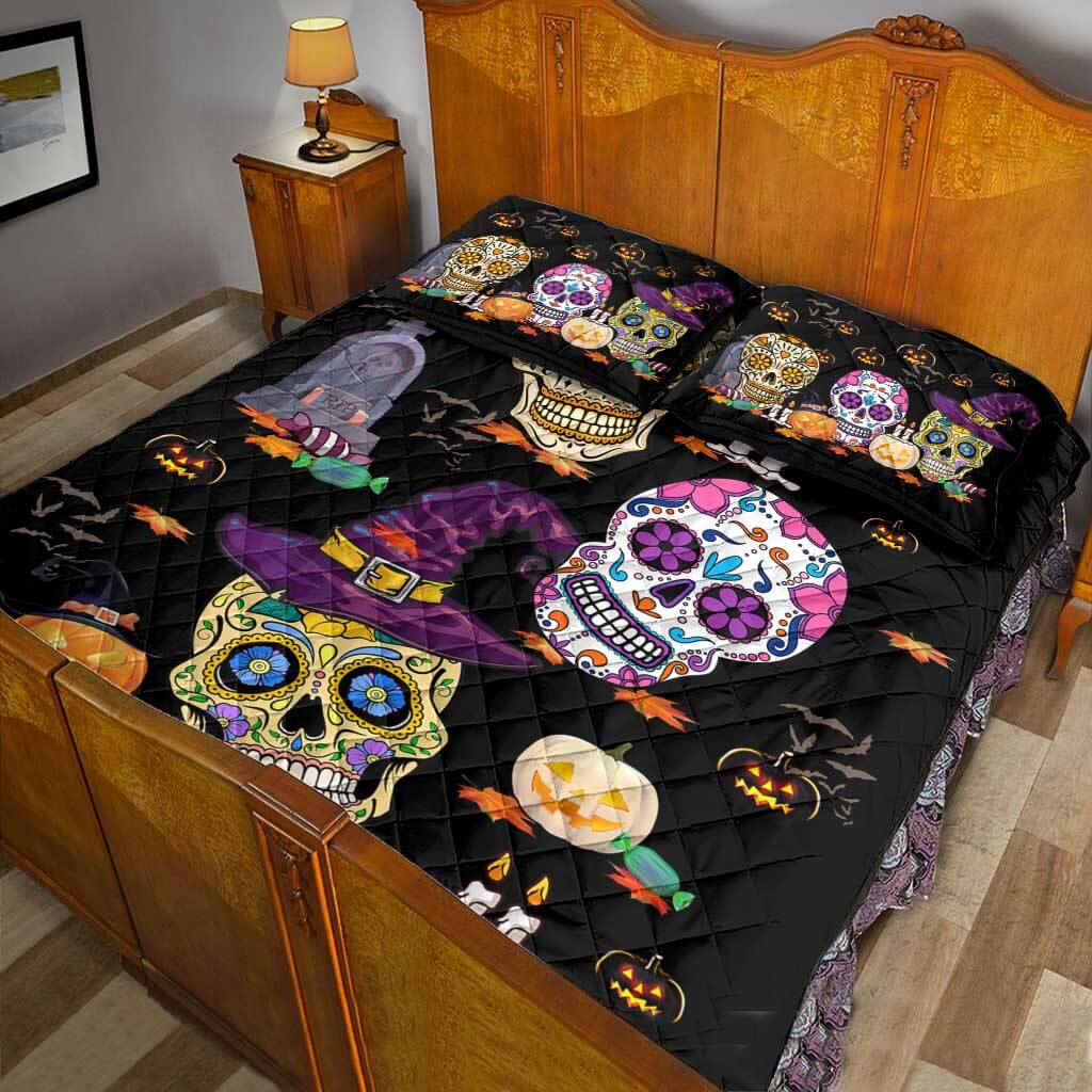 Happy Halloween - Skull Quilt Bed Set