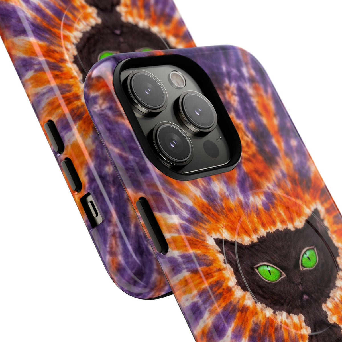 BLACK CAT PURPLE & ORANGE MAGNETIC  PHONE CASE  - TLHN2404264