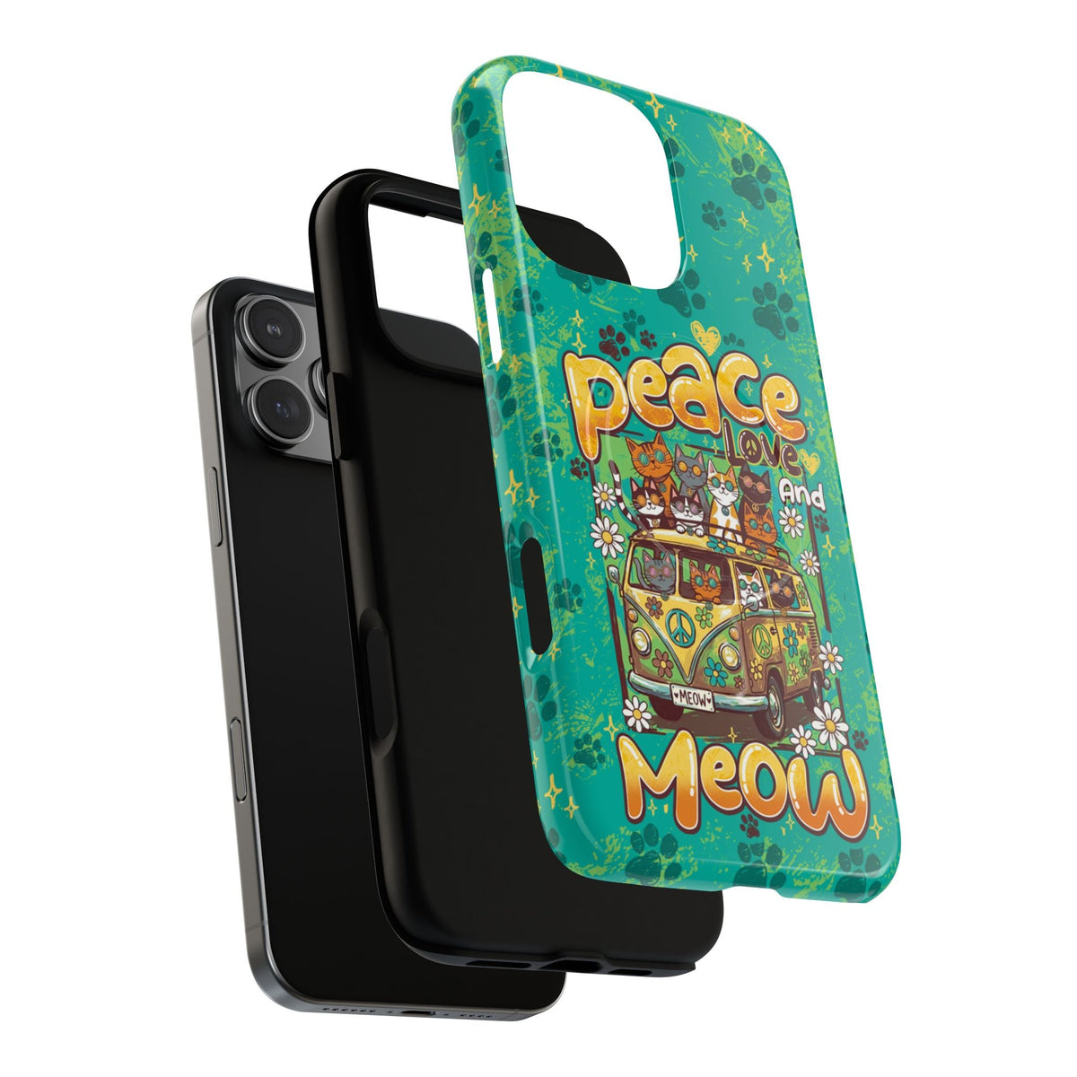 PEACE LOVE AND MEOW CATS MAGNETIC PHONE CASE - TY0707263