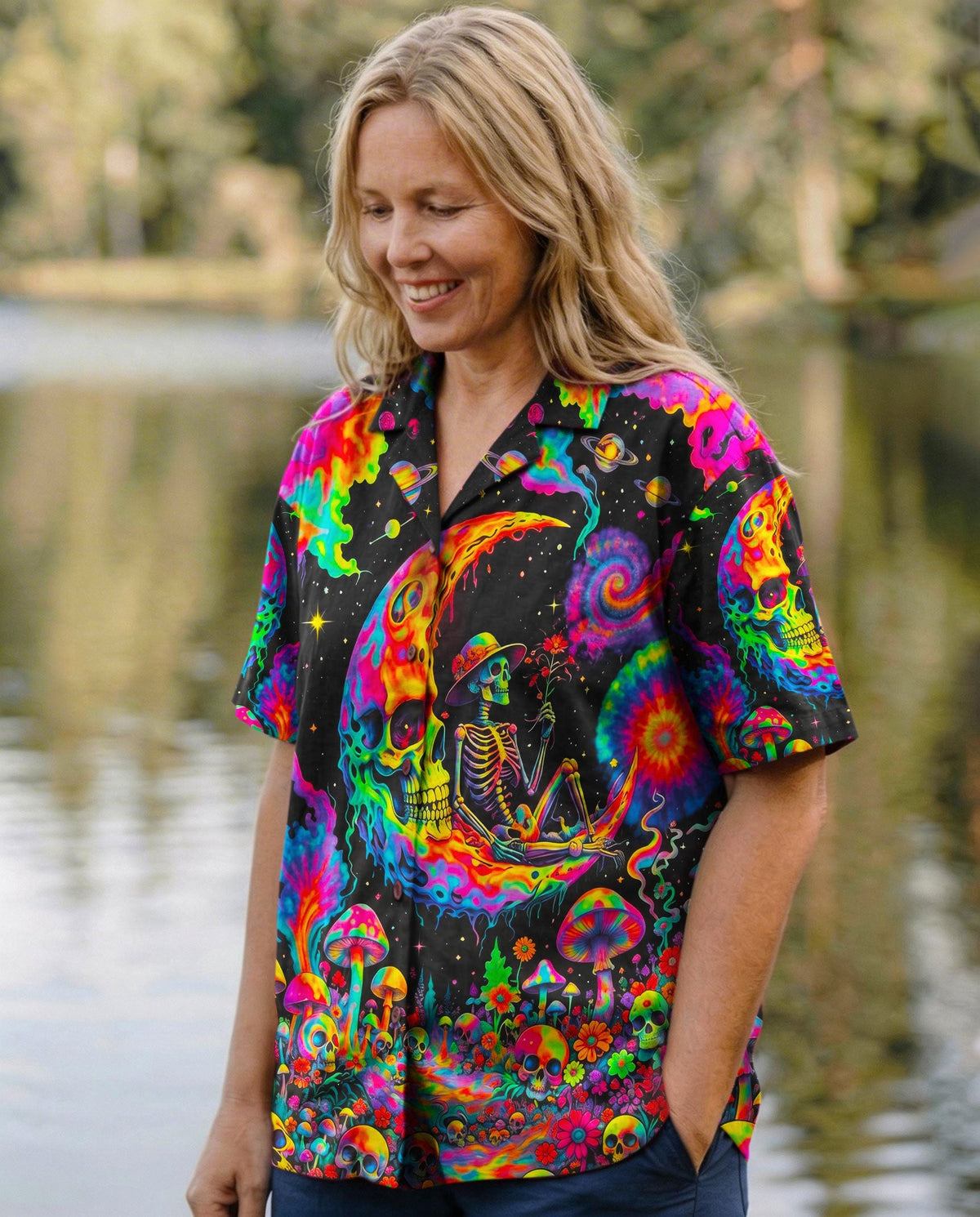 HIPPIE SKULL PSYCHEDELIC  HAWAIIAN SHIRT - TLNO0704261