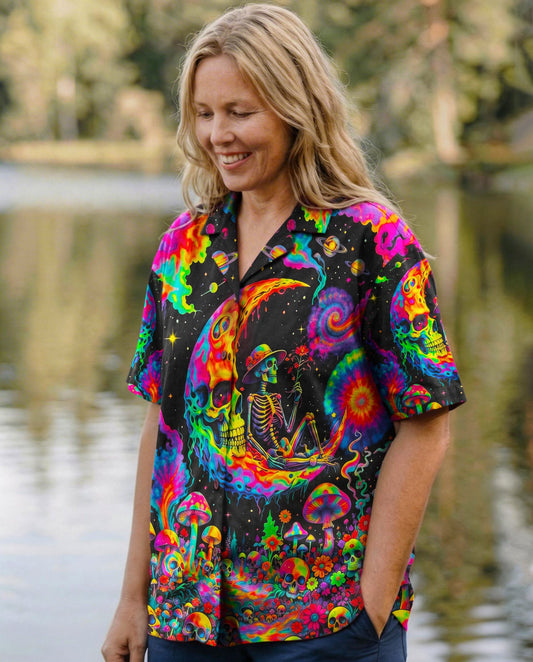 HIPPIE SKULL PSYCHEDELIC  HAWAIIAN SHIRT - TLNO0704261
