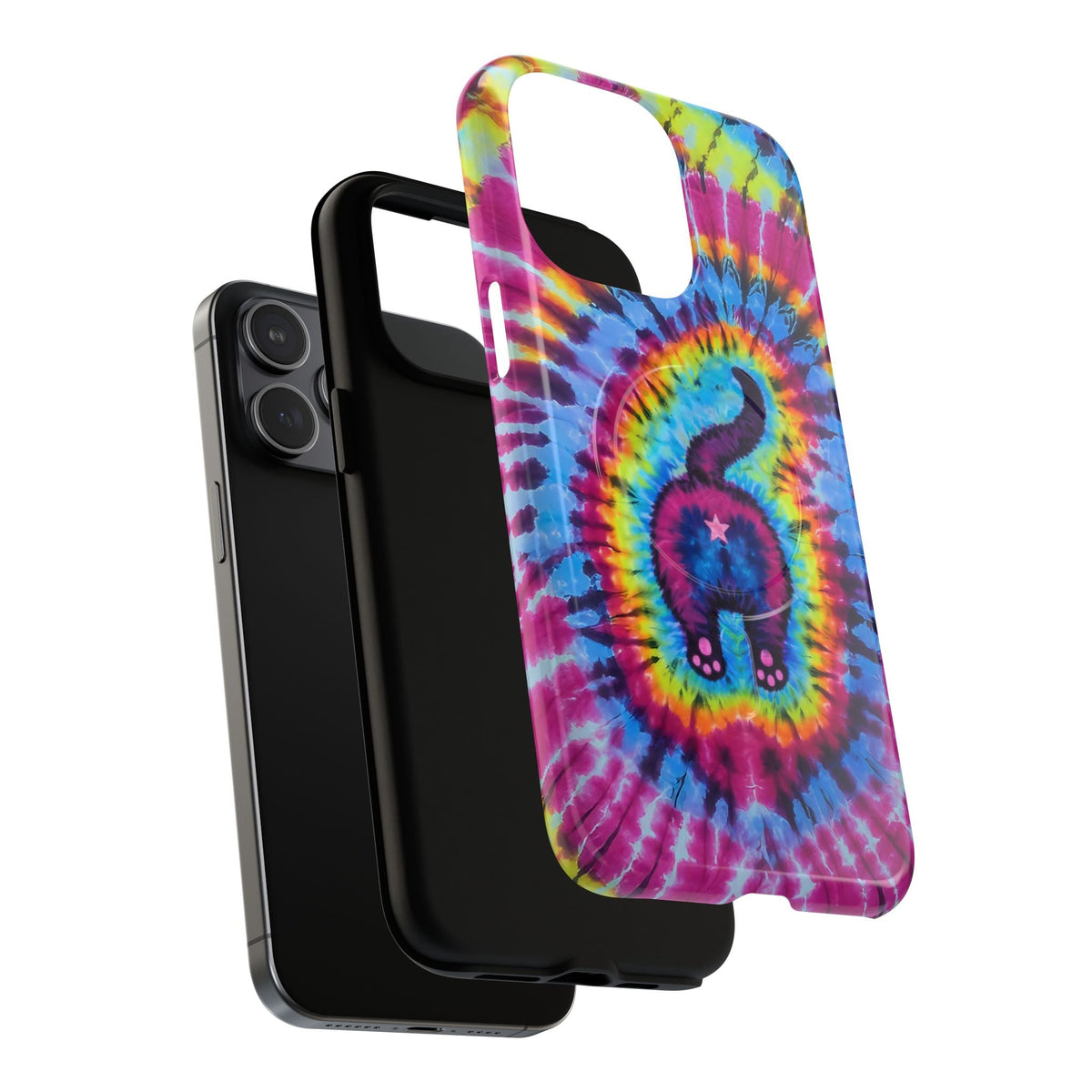 CAT COLORFUL SWIRL PATTERN MAGNETIC PHONE CASE - TLTW1404263