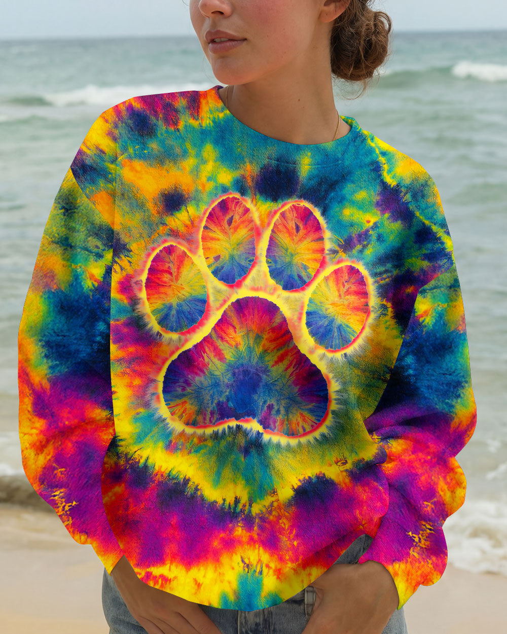 PAW PRINT COLORFUL SWIRL ALL OVER PRINT - TLNT1512251