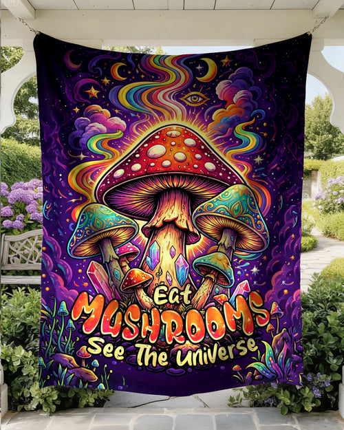 EAT MUSHROOMS SEE THE UNIVERSE FLEECE BLANKET - TYPQ1202263