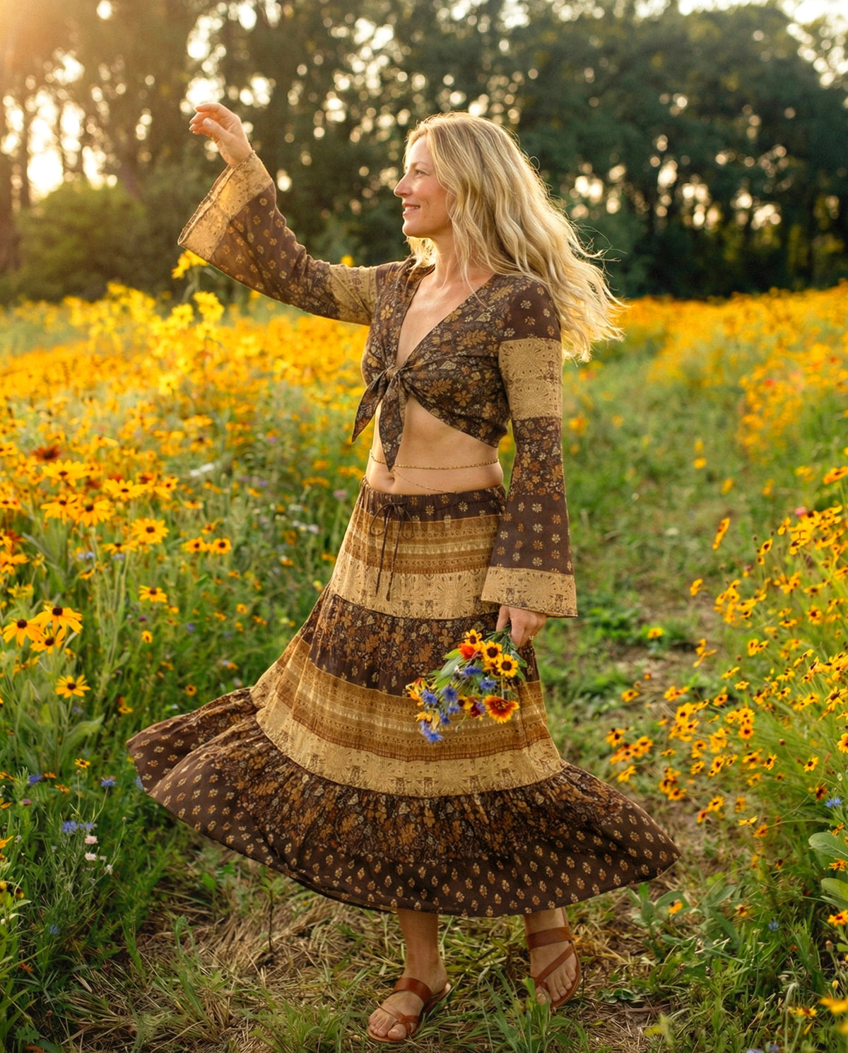 BOHEMIAN WOMEN'S CROP TOP & MAXI SKIRT - TYQY2703262