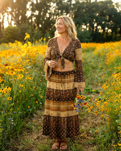 BOHEMIAN WOMEN'S CROP TOP & MAXI SKIRT - TYQY2703262