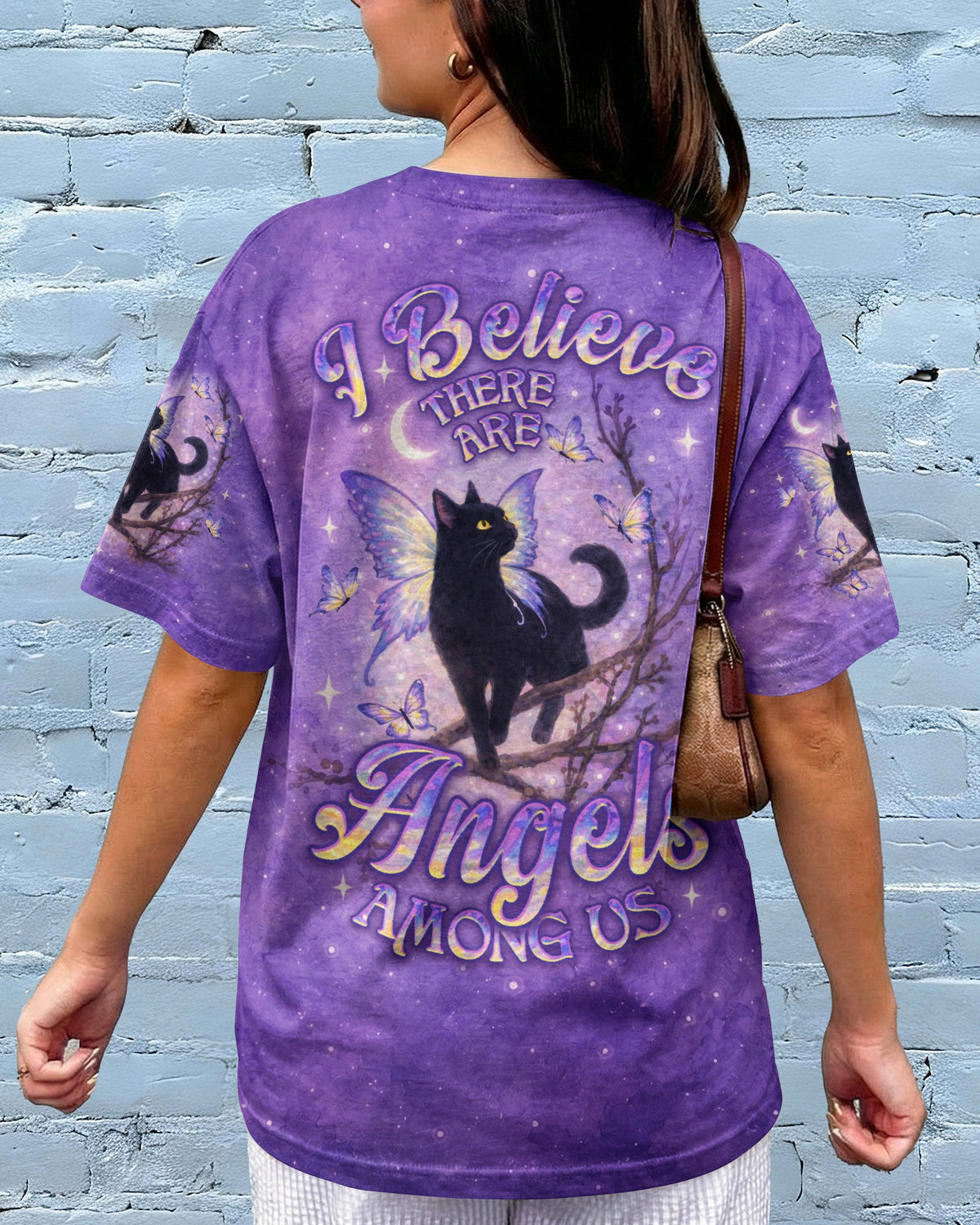 I BELIEVE THERE ARE ANGELS AMONG US BLACK CAT ALL OVER PRINT - TLNO1205261