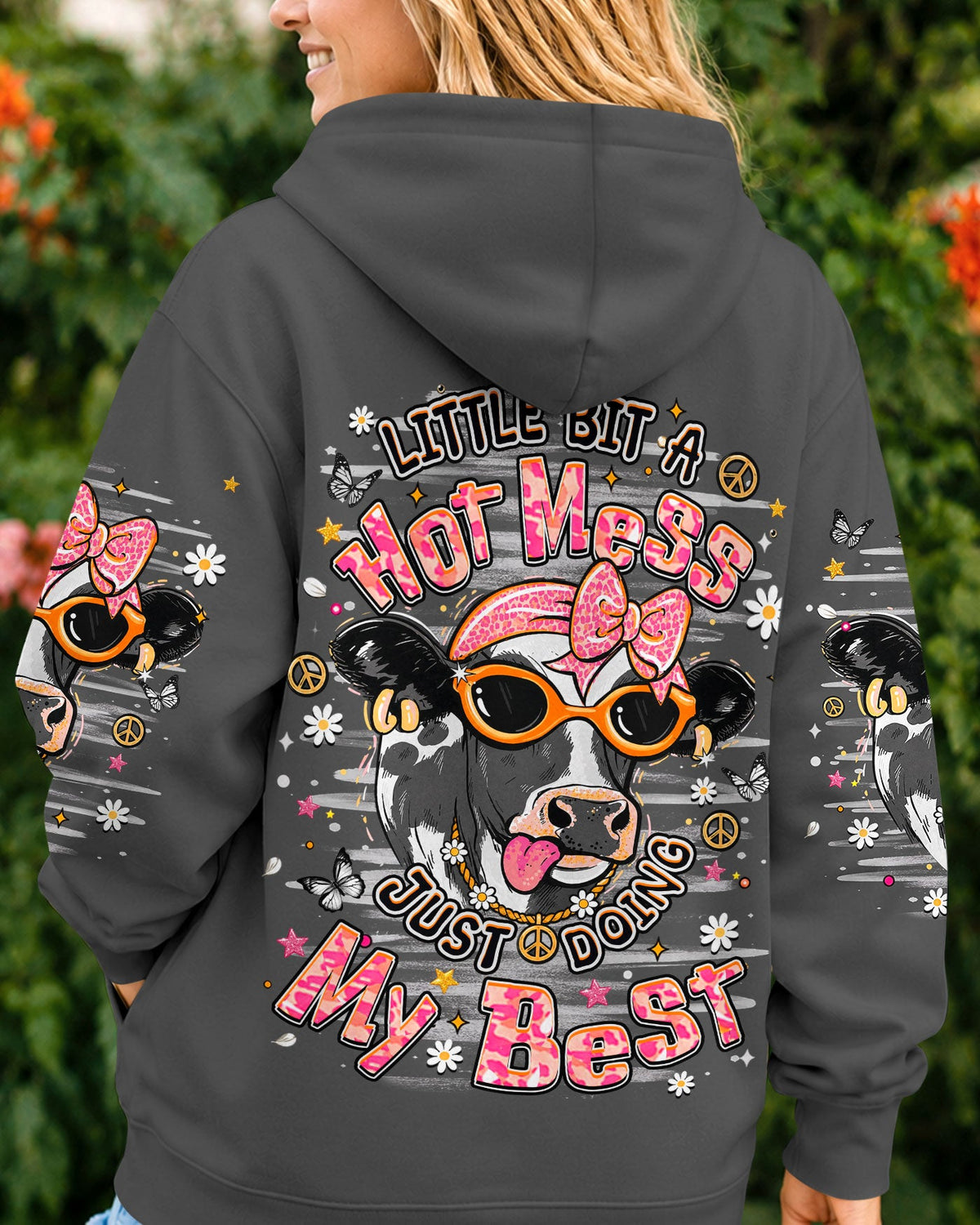 LITTLE BIT A HOT MESS COW ALL OVER PRINT  - TLHN1806264