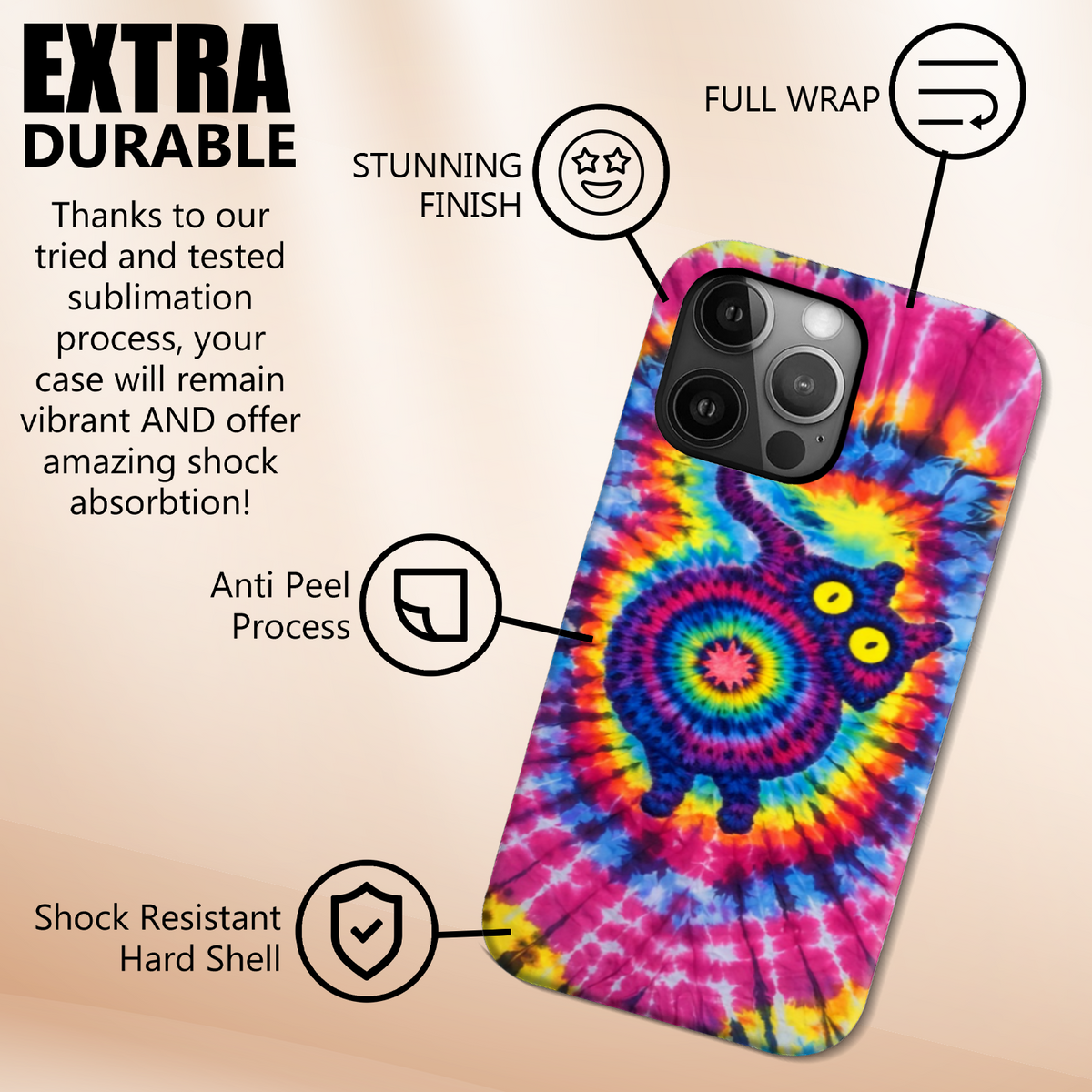 CAT COLORFUL SWIRL PATTERN PHONE CASE  - TLNO0701261