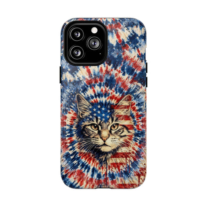 CAT RED WHITE & BLUE VINTAGE MAGNETIC PHONE CASE  - TLHG2004262