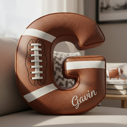 Touchdown Initial Letter Shaped Pillow - Personalized Gifts For Kids Pillow PopCulturePrints