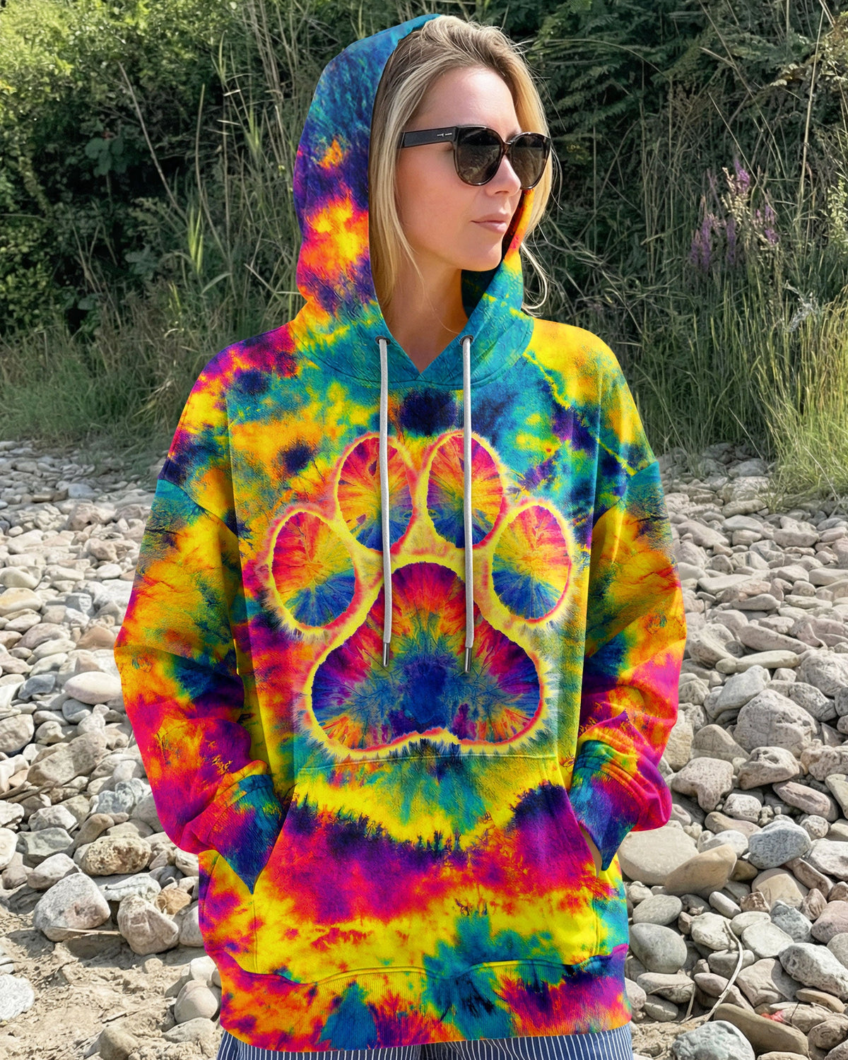 PAW PRINT COLORFUL SWIRL ALL OVER PRINT - TLNT1512251
