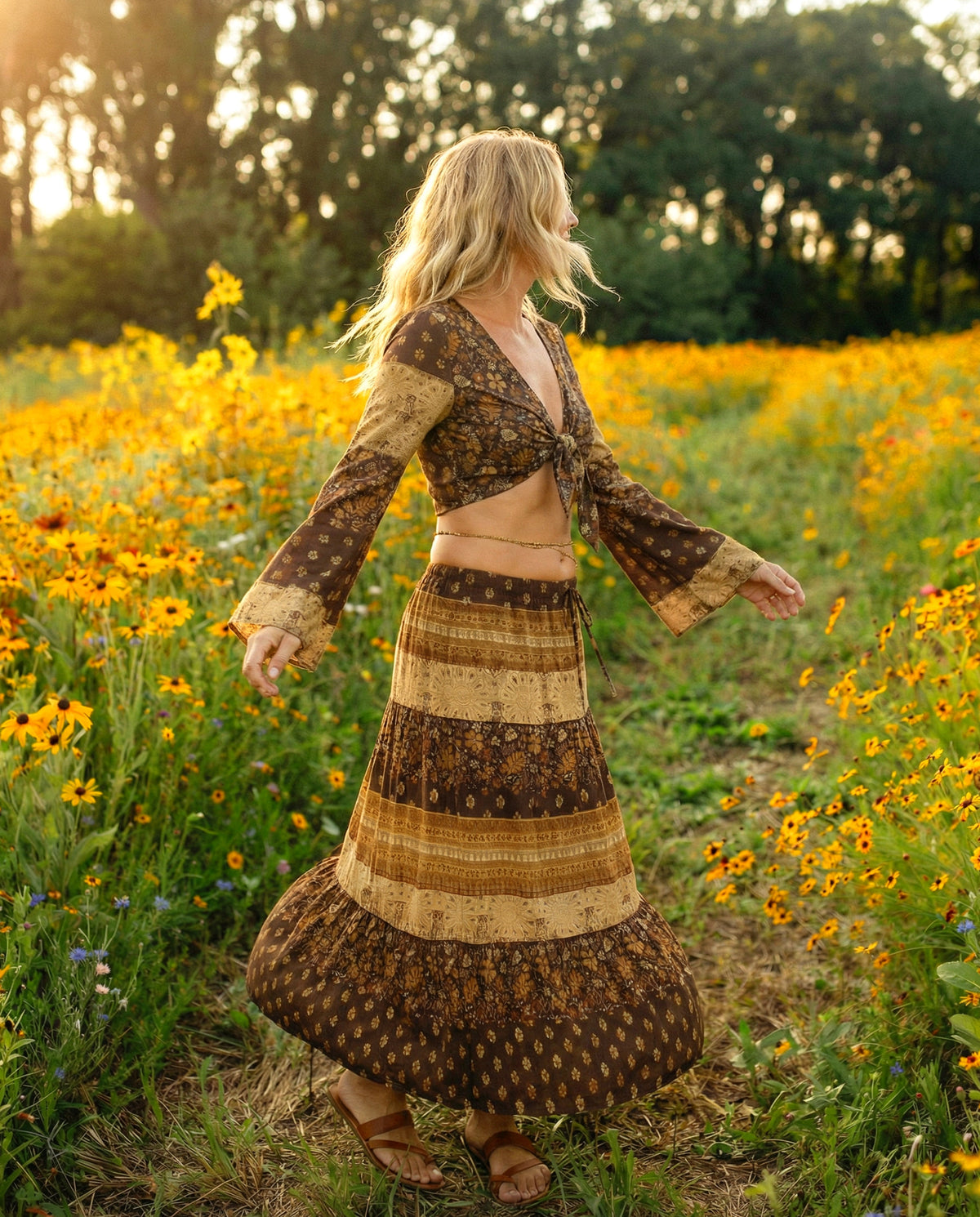 BOHEMIAN WOMEN'S CROP TOP & MAXI SKIRT - TYQY2703262