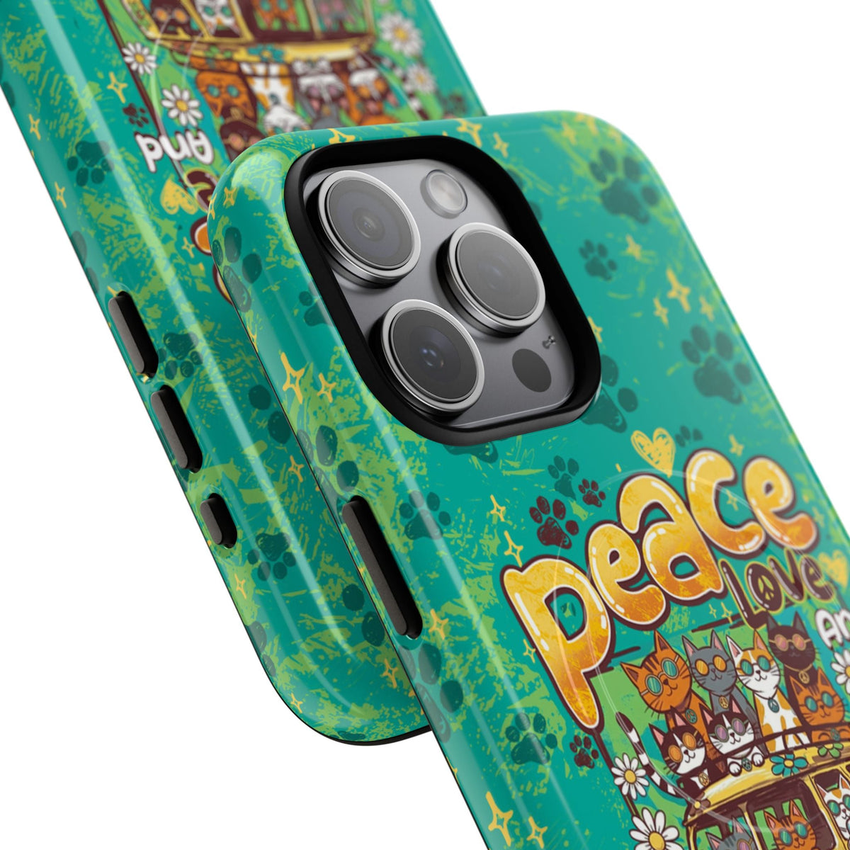 PEACE LOVE AND MEOW CATS MAGNETIC PHONE CASE - TY0707263