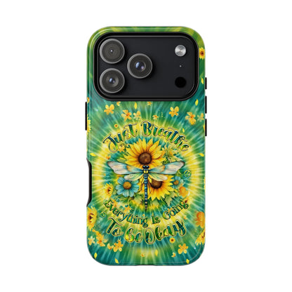 JUST BREATHE DRAGONFLY FLORAL SWIRL PHONE CASE  - TLHG1304263