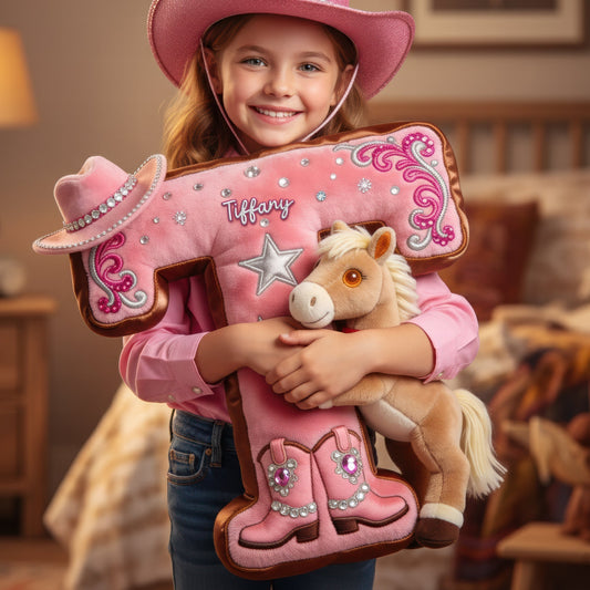 Personalized Cowgirl Alphabet Pillow – A Unique Gift for Horse Lovers Pillow PopCulturePrints