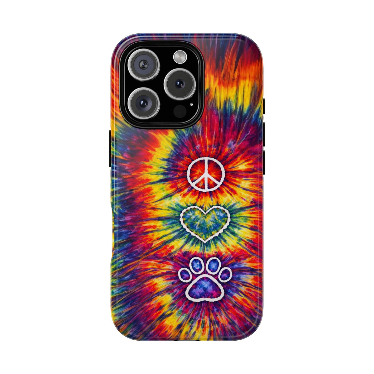 PEACE LOVE PAW PRINT COLORFUL PHONE CASE - TLNT1604262