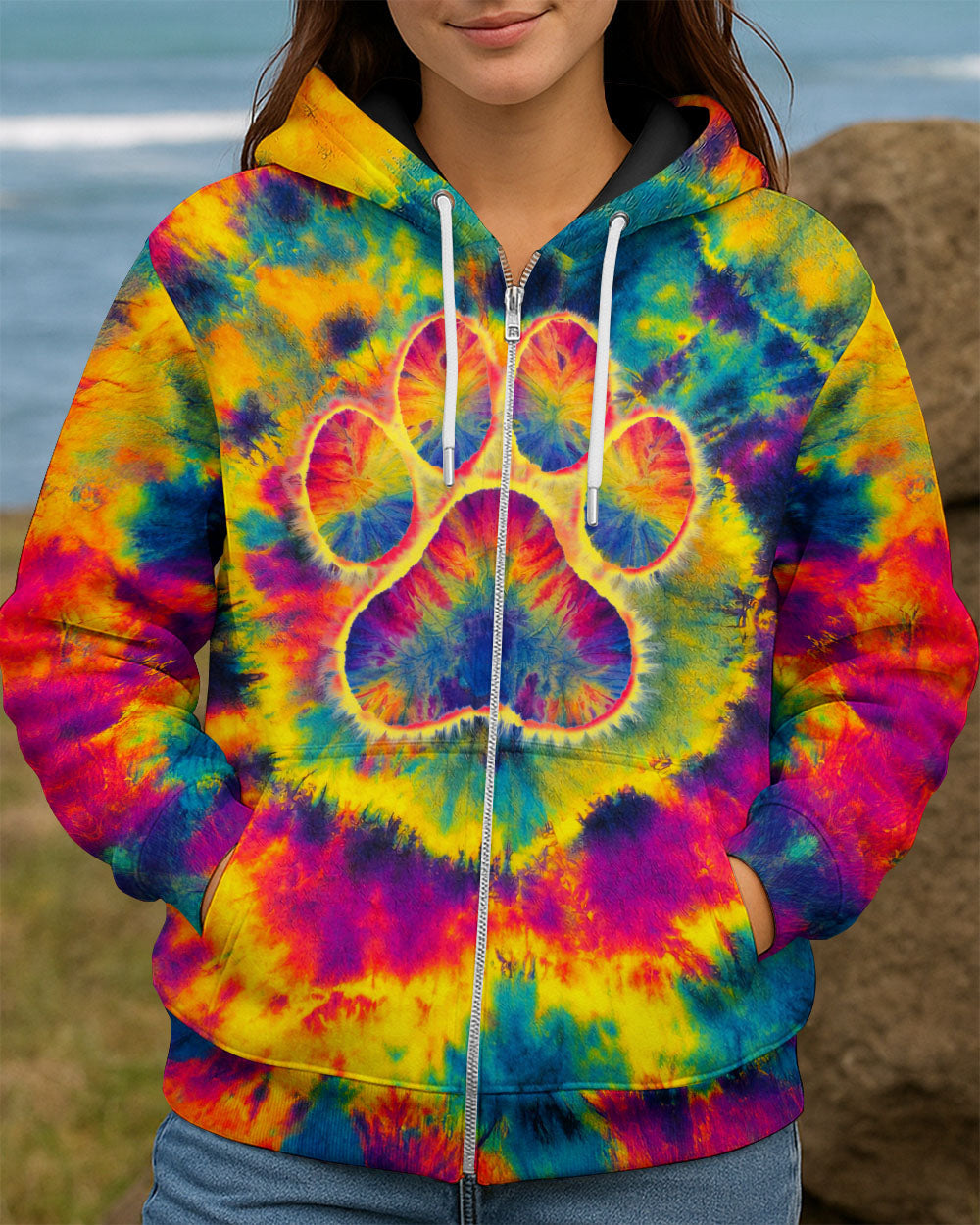 PAW PRINT COLORFUL SWIRL ALL OVER PRINT - TLNT1512251
