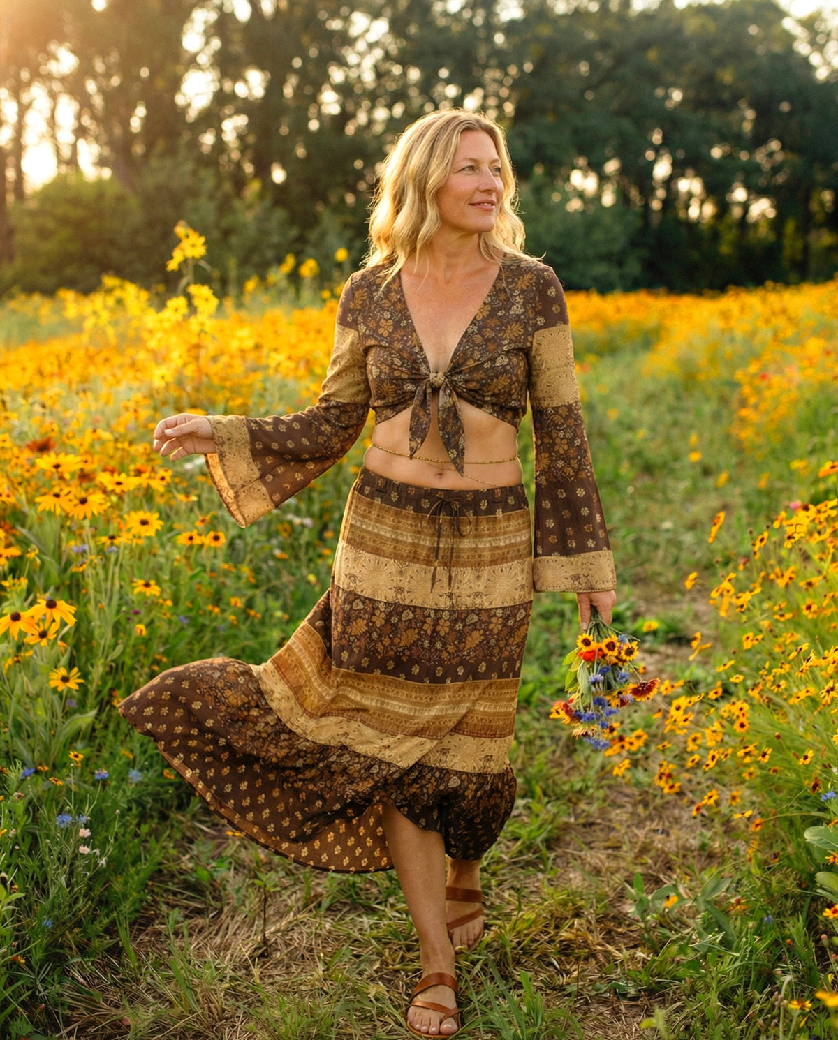 BOHEMIAN WOMEN'S CROP TOP & MAXI SKIRT - TYQY2703262