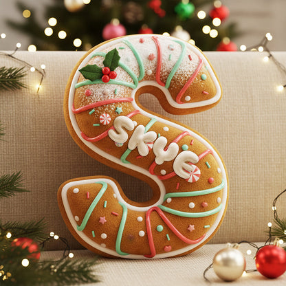 Sweeten Up Your Christmas with Our Gingerbread Alphabet Custom Shape Pillow - Personalized Gift for Friends and Family Pillow PopCulturePrints