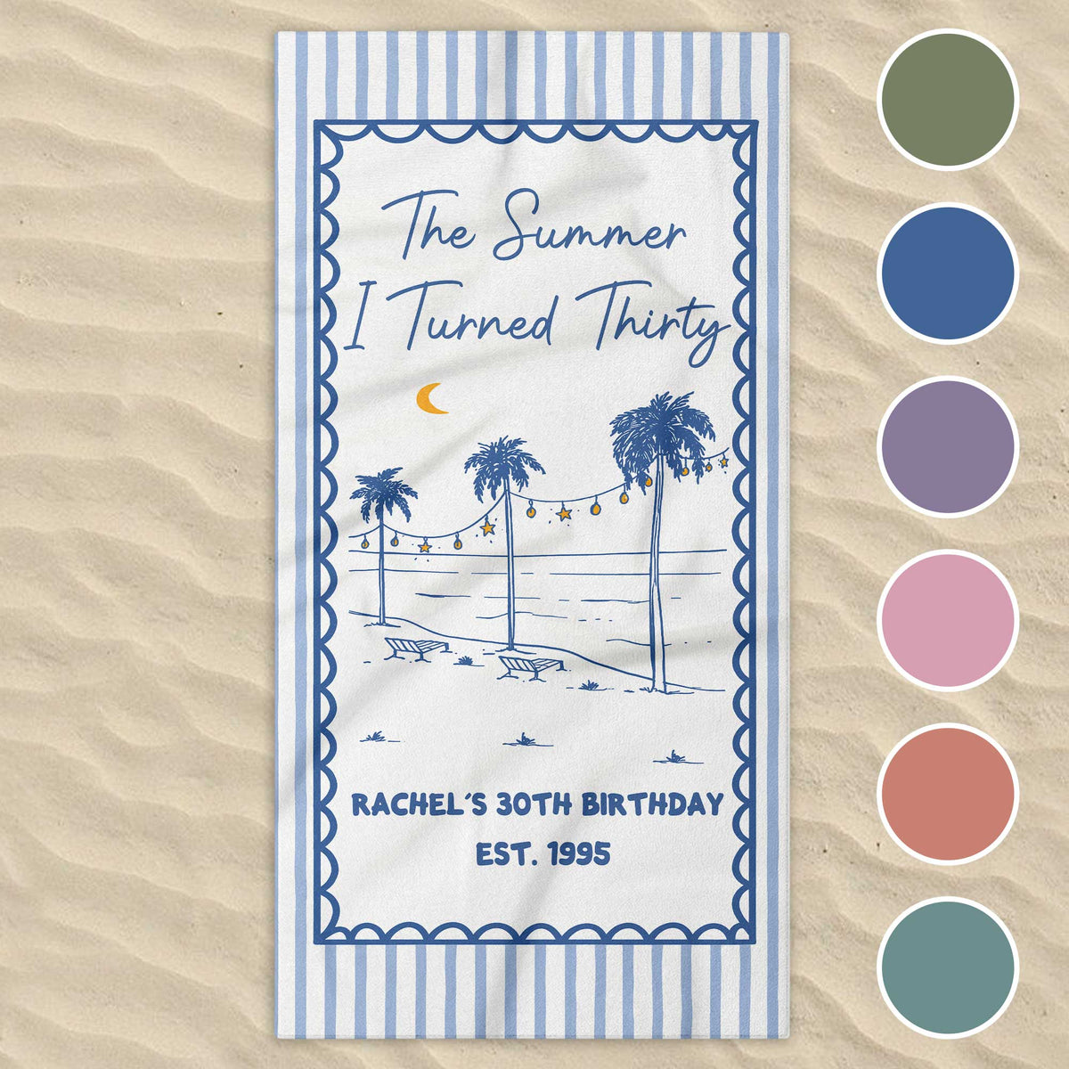 Personalized Beach Towel Custom Name Gift for Birthday Beach Towels GradoCreations