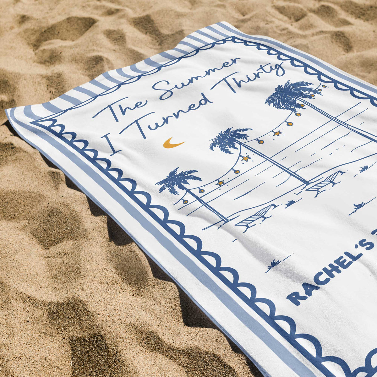 Personalized Beach Towel Custom Name Gift for Birthday Beach Towels GradoCreations