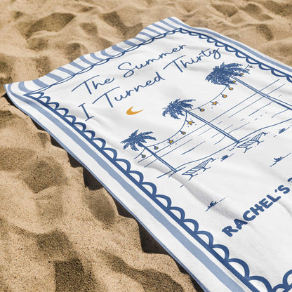 Personalized Beach Towel Custom Name Gift for Birthday Beach Towels GradoCreations