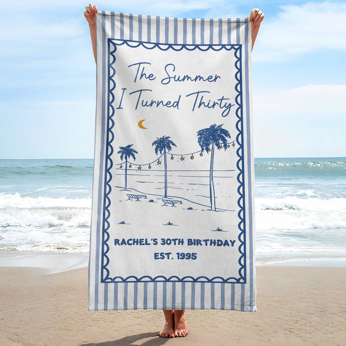 Personalized Beach Towel Custom Name Gift for Birthday Beach Towels GradoCreations