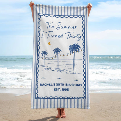 Personalized Beach Towel Custom Name Gift for Birthday Beach Towels GradoCreations
