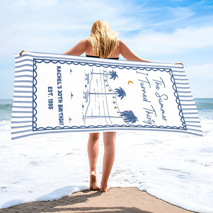 Personalized Beach Towel Custom Name Gift for Birthday Beach Towels GradoCreations