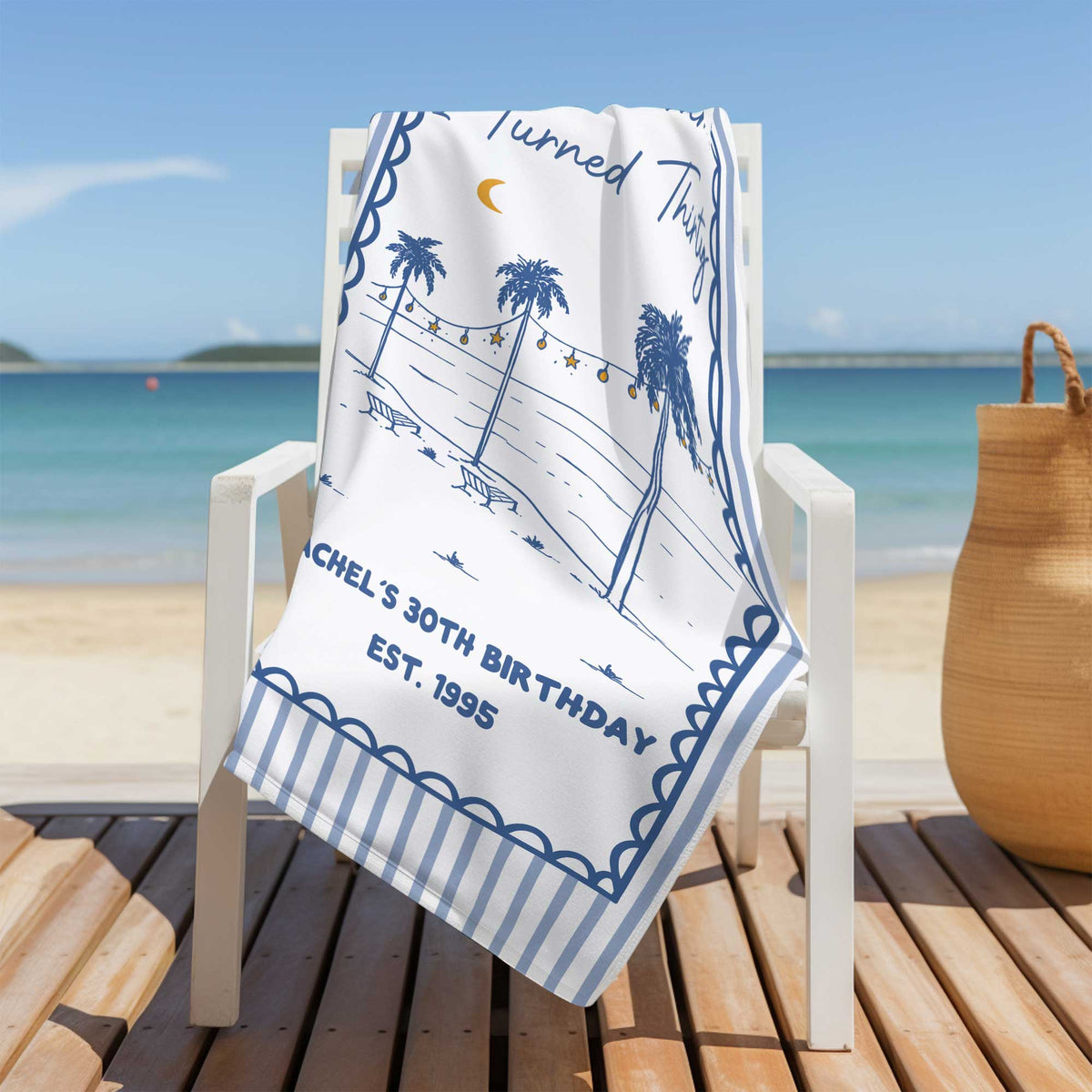 Personalized Beach Towel Custom Name Gift for Birthday Beach Towels GradoCreations